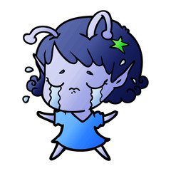 cartoon crying alien girl
