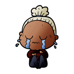 cartoon crying old lady