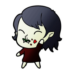 cartoon vampire girl with blood on cheek
