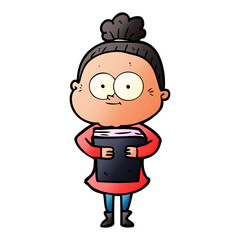 cartoon happy old woman