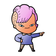 Obraz premium cute cartoon girl with hipster haircut