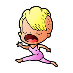 cartoon cool hipster girl talking