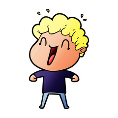 cartoon happy man laughing