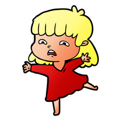 cartoon worried woman