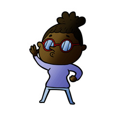 cartoon woman wearing glasses