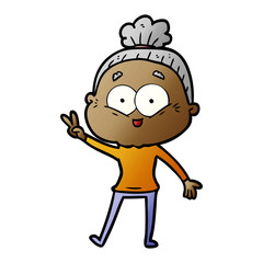cartoon happy old woman