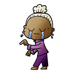 Obraz premium cartoon crying old lady