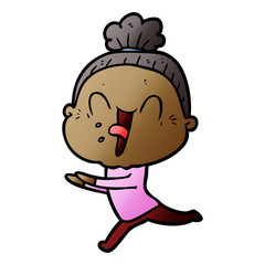 cartoon happy old woman