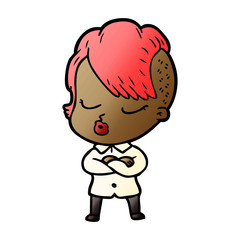 cartoon pretty hipster girl