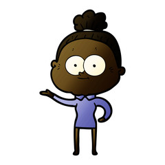cartoon happy old woman