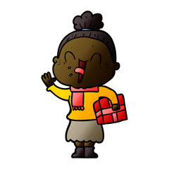 cartoon happy old woman