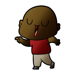 happy cartoon bald man