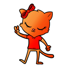 cute cartoon cat with bow