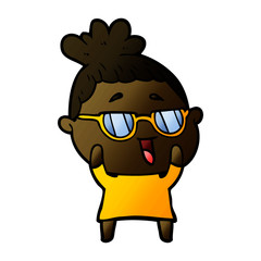Fototapeta premium cartoon happy woman wearing spectacles
