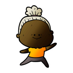 cartoon happy old woman