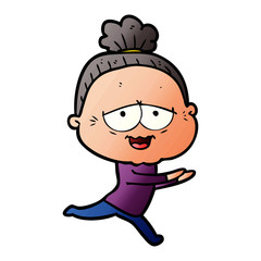 cartoon happy old lady