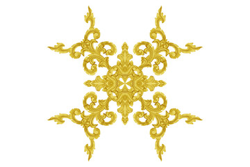 gold wooden carved isolated on white background