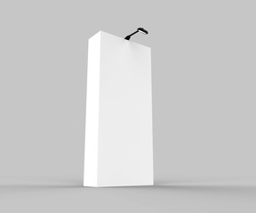 Fabric Pop Up basic unit Advertising banner media display backdrop. Blank white 3d render illustration 