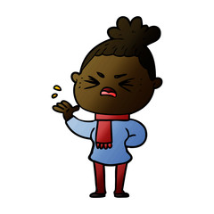 cartoon angry woman