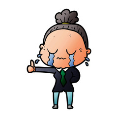 cartoon old woman crying