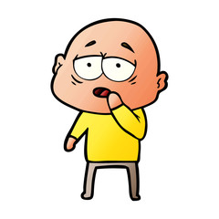 Fototapeta premium cartoon tired bald man