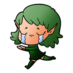 cartoon crying elf girl