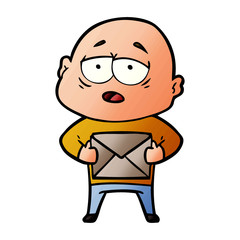 cartoon tired bald man