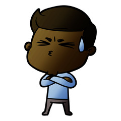 cartoon man sweating