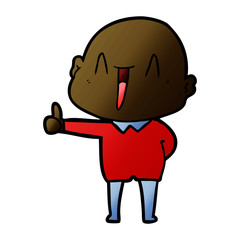 happy cartoon bald man