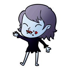 cartoon vampire girl with blood on cheek