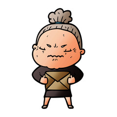 Obraz premium cartoon annoyed old lady
