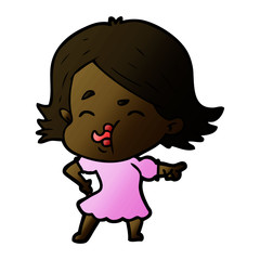 cartoon girl pulling face