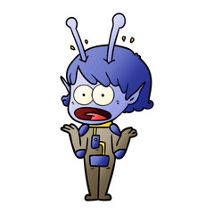 cartoon shocked alien girl