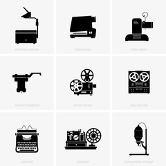 Set of old domestic electric appliances - obrazy, fototapety, plakaty