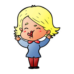 cartoon girl pulling face
