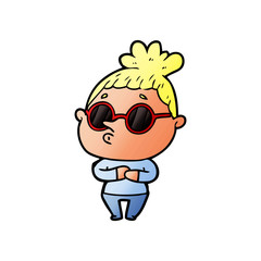cartoon woman wearing sunglasses