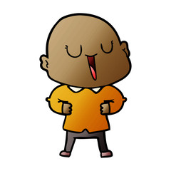happy cartoon bald man