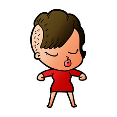 cartoon pretty hipster girl