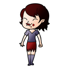 cartoon vampire girl with blood on cheek