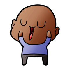 happy cartoon bald man