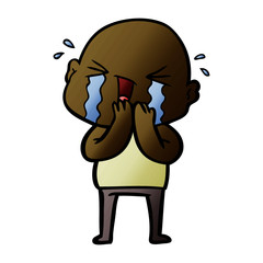 cartoon crying bald man