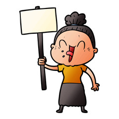 cartoon happy old woman