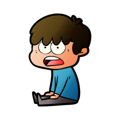 worried cartoon boy
