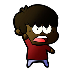 worried cartoon boy