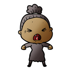 cartoon angry old woman
