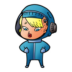 cartoon astronaut woman