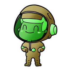 happy cartoon astronaut man