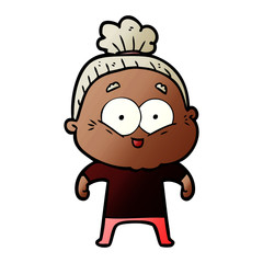 cartoon happy old woman