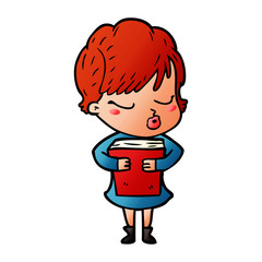 cartoon woman with eyes shut