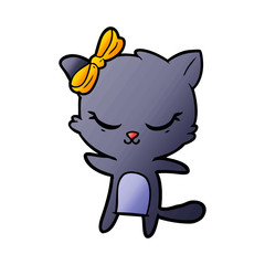 cute cartoon cat with bow